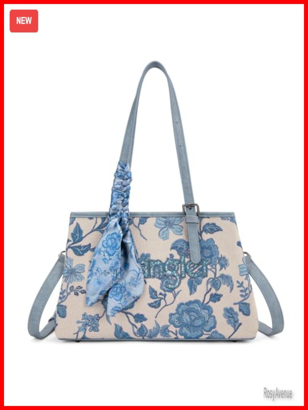 Floral Embroidered Satchel Purse with Shoulder Strap PU Leather Handbag